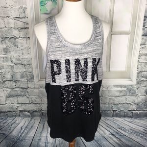 PINK Victoria’s Secret T-shirt TankTop Gray Black